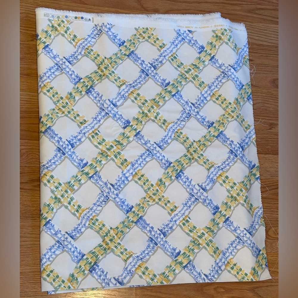 Waverly Taffeta Ribbon Cotton Fabric 4.5 yds blue green yellow